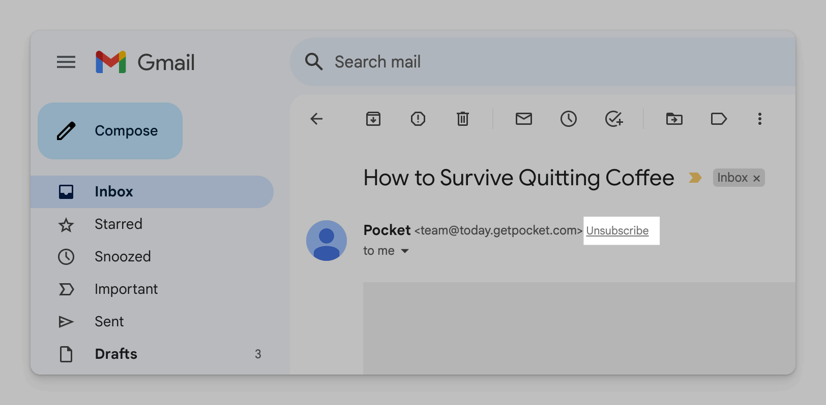 Gmail unsubscribe link
